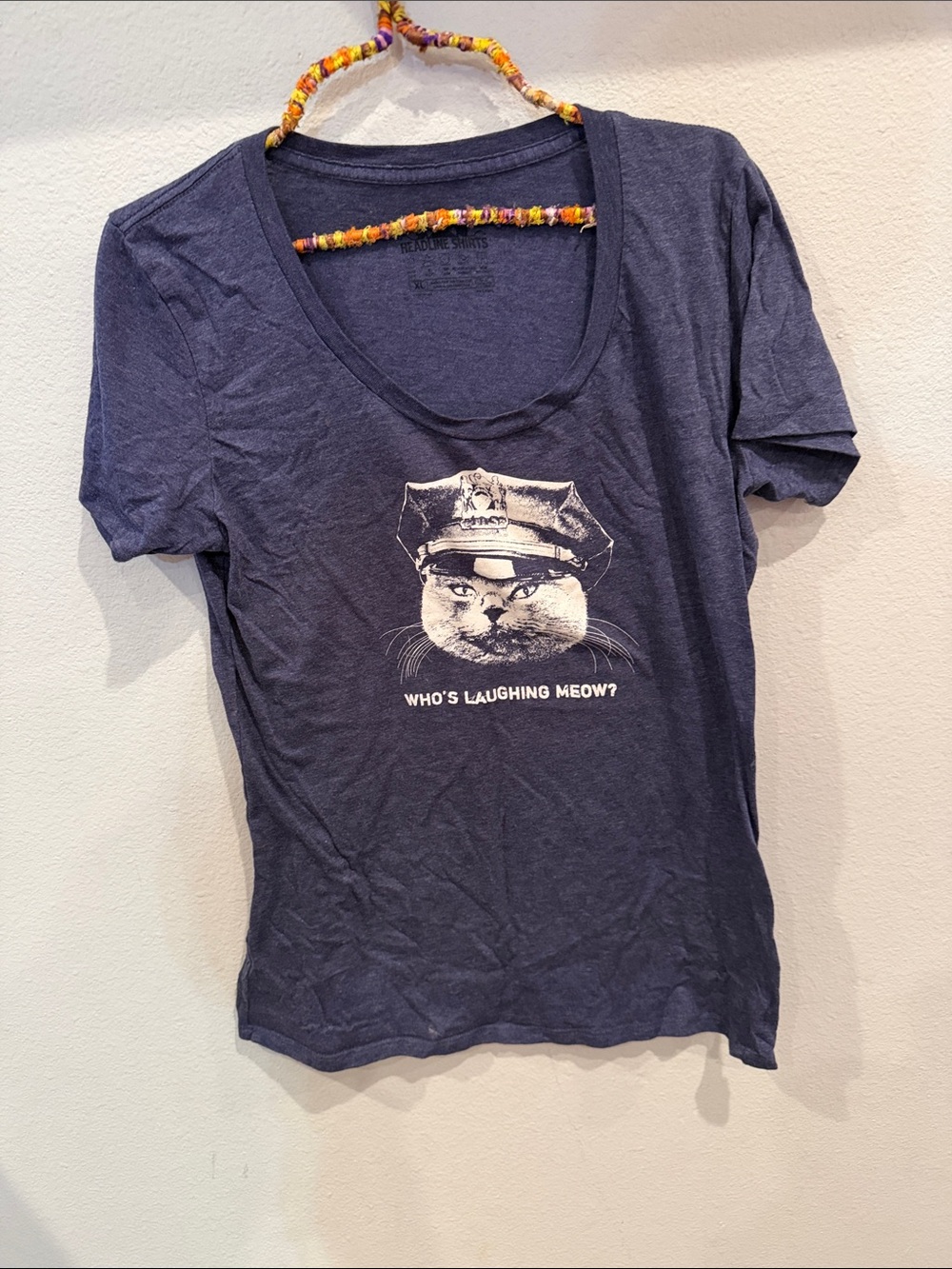 Graphic Cat Police Tee - Women's Short Sleeve in Navy